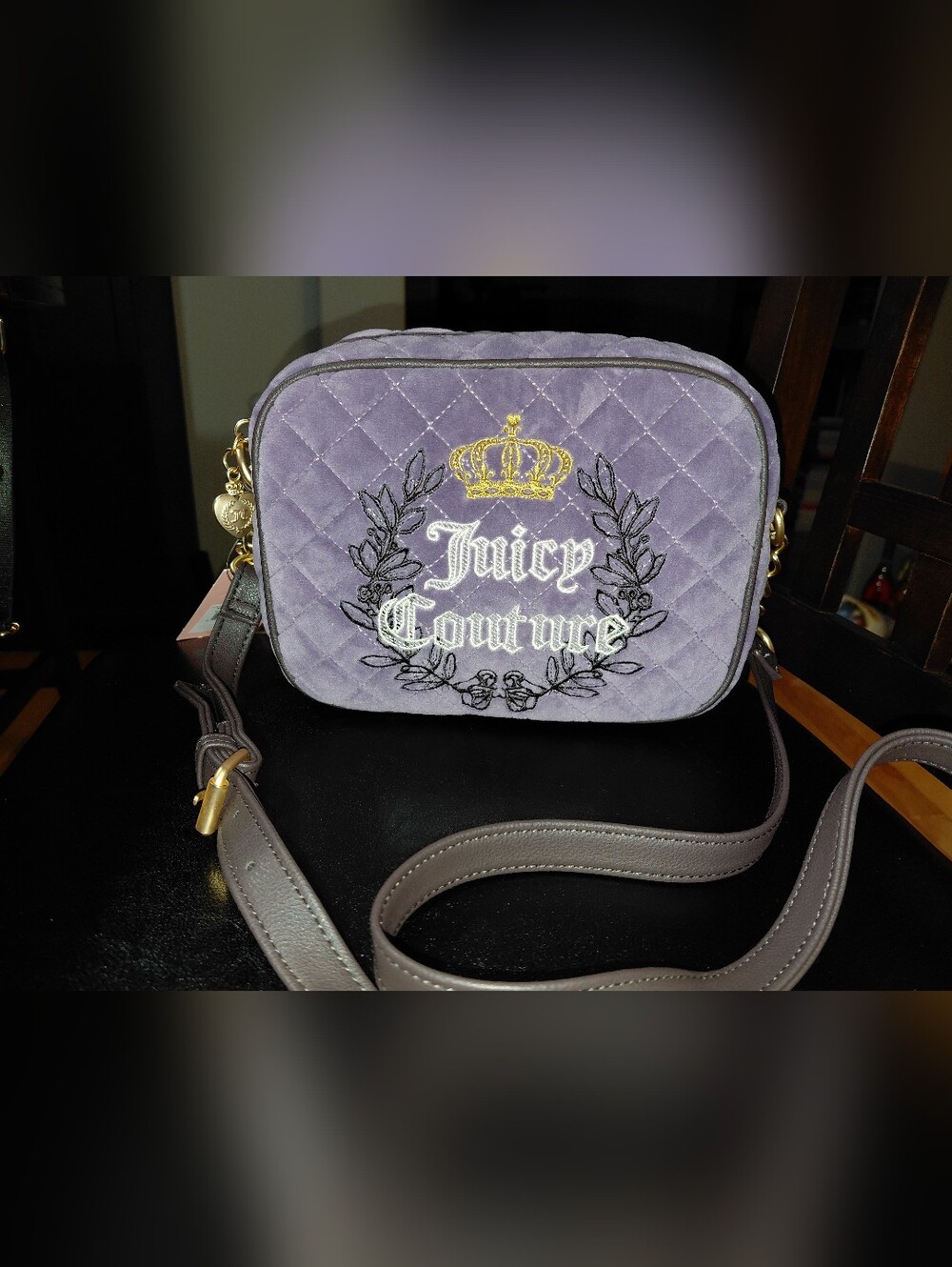 Juicy Couture Royal Couture Crossbody Bag Dusty Violet Purple & Chocolate Brown